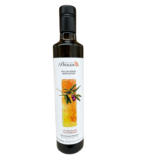 BIOLEA Bio Olivenöl 500 ml | steingemahlen & kaltgepresst aus Kolymbari, Kreta