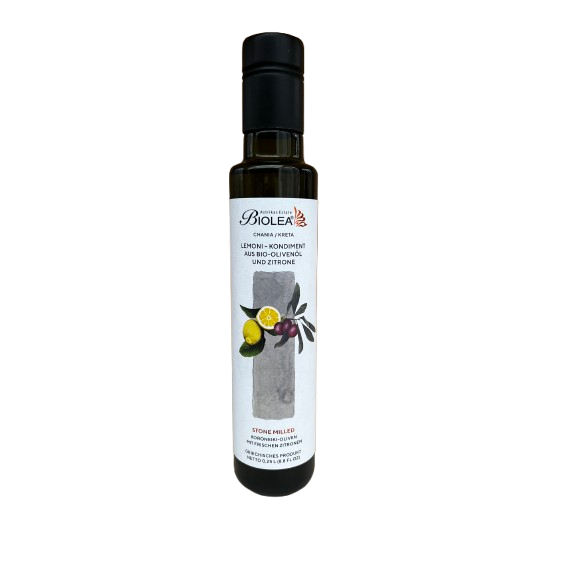 BIOLEA Olivenöl mit BIO Limone 250ml steingemahlen und kaltgepresst, Kolymbari-Kreta