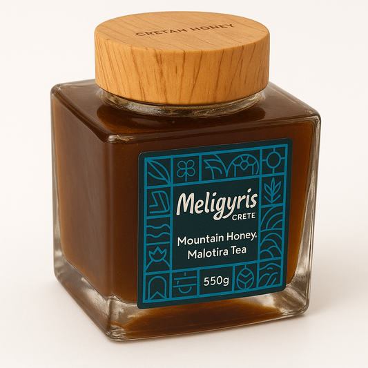 Greek Mountain Honey with Mountain Tea Herbs MALOTIRA /Berghonig von Malotirablüten 550g von Meligyris-Kreta
