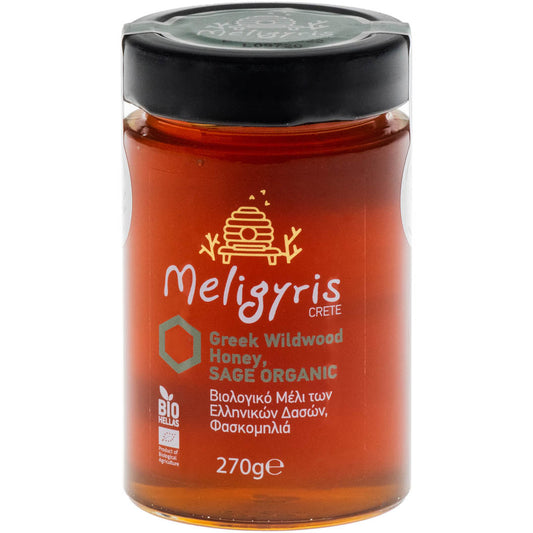 Greek Wildwood Honey with Sage organic 270gr von Meligyris-Kreta/ Waldhonig mit BIO Salbeiblüten