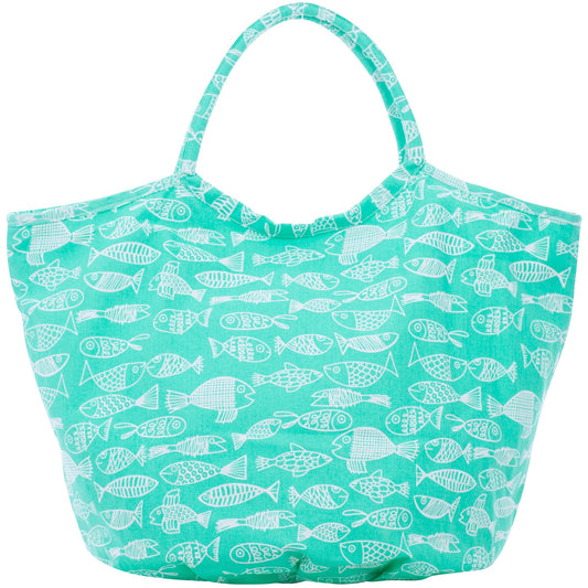 Canvas Shopper Crazy Fish grün-Overbeck and Friends